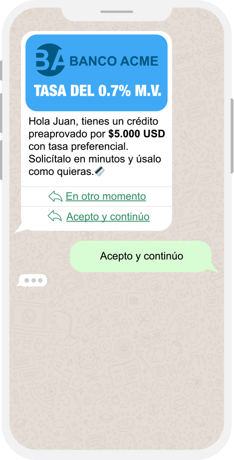 Mensaje de marketing bancaria