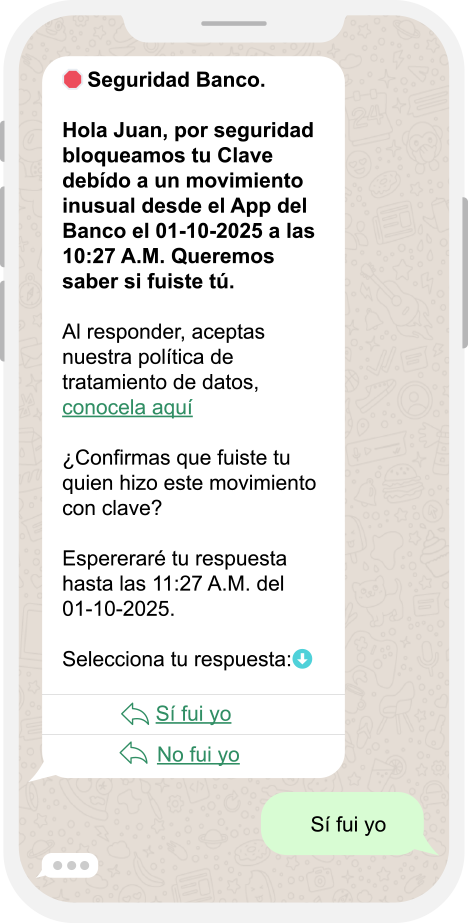 Mensaje de seguridad bancaria